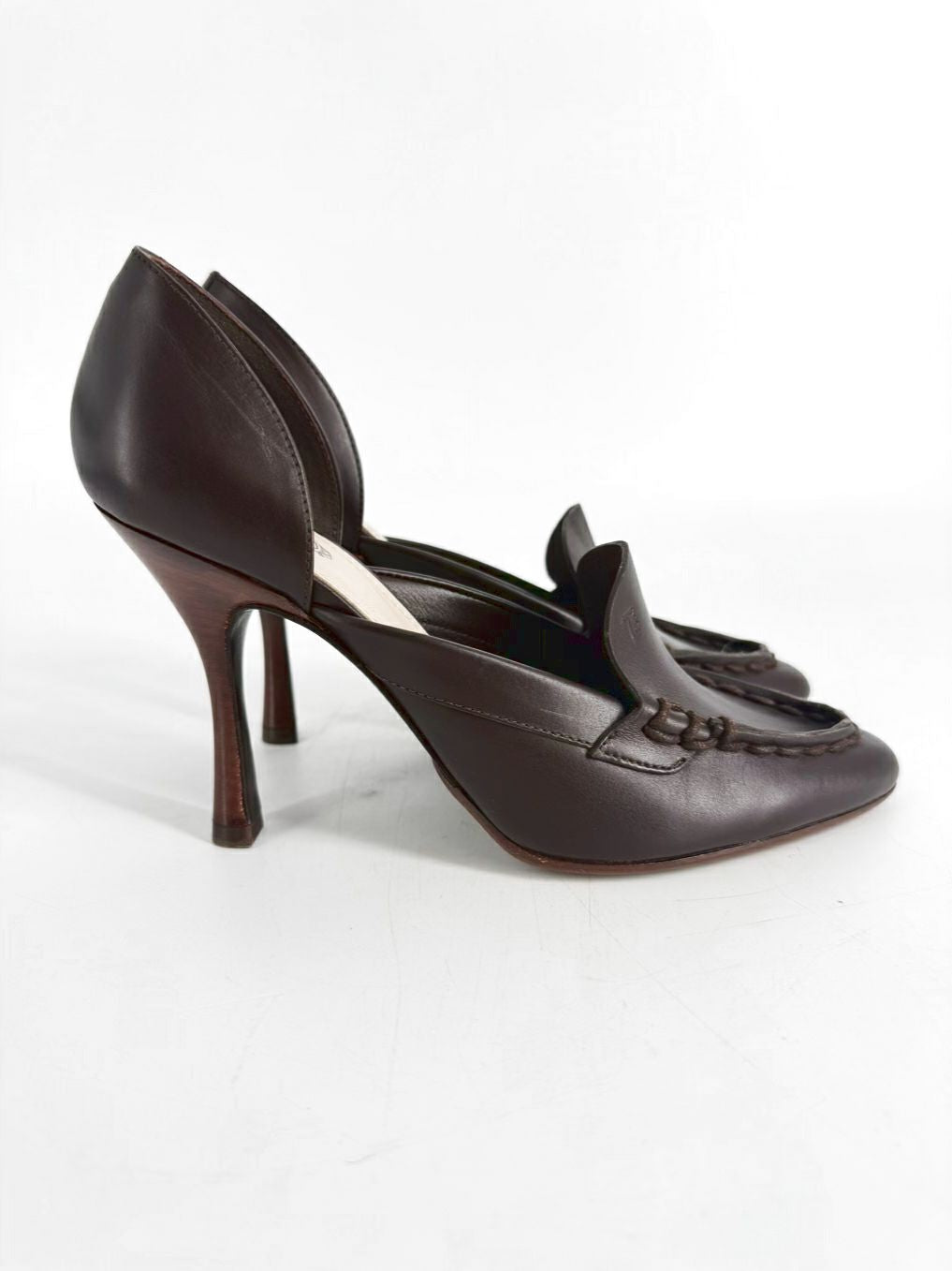 TODS Size 38.5 Chocolate Leather Heels