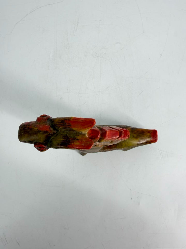 VINTAGE Green & Orange Pottery Sea Horse Sculpture