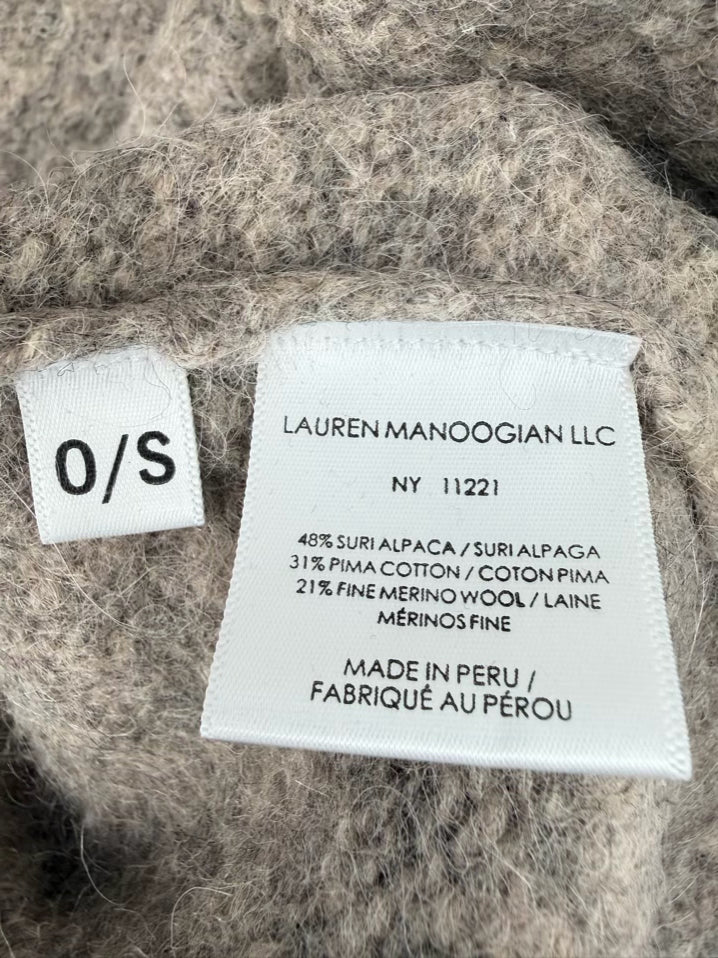 LAUREN MANOOGIAN Wmn's Size O/S Taupe Alpaca Blend Open Front Cardigan