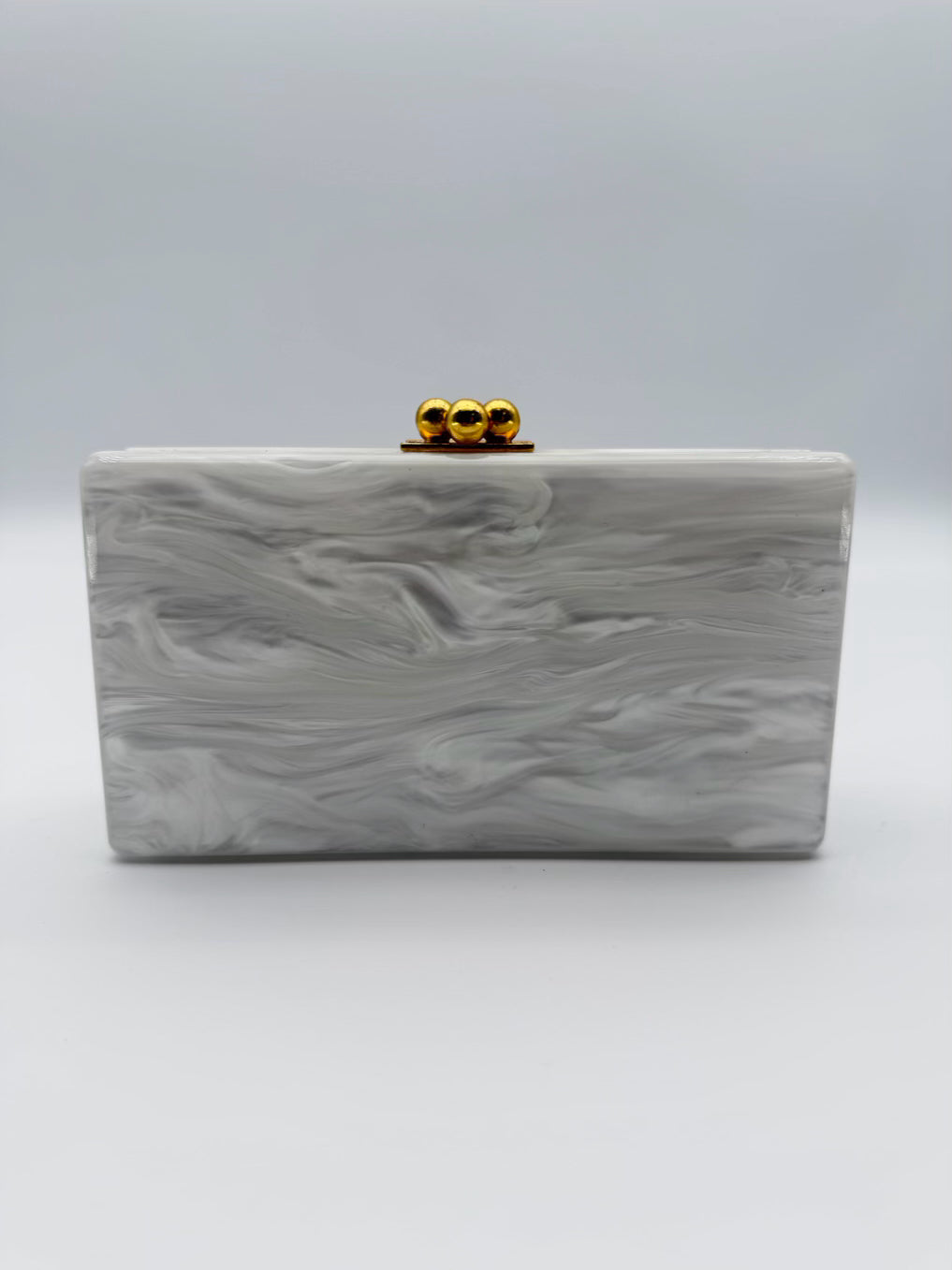 EDIE PARKER Cream & Gold Jean Acrylic Stripe Clutch Bag