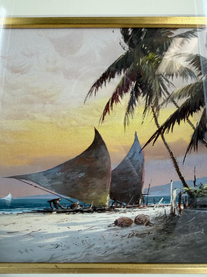 MANZKE Coastal Landscape Painting in Gold Frame