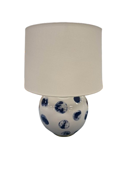 HUDSON VALLEY White & Blue Ceramic Dots Pair Of Lamp w/ Shades