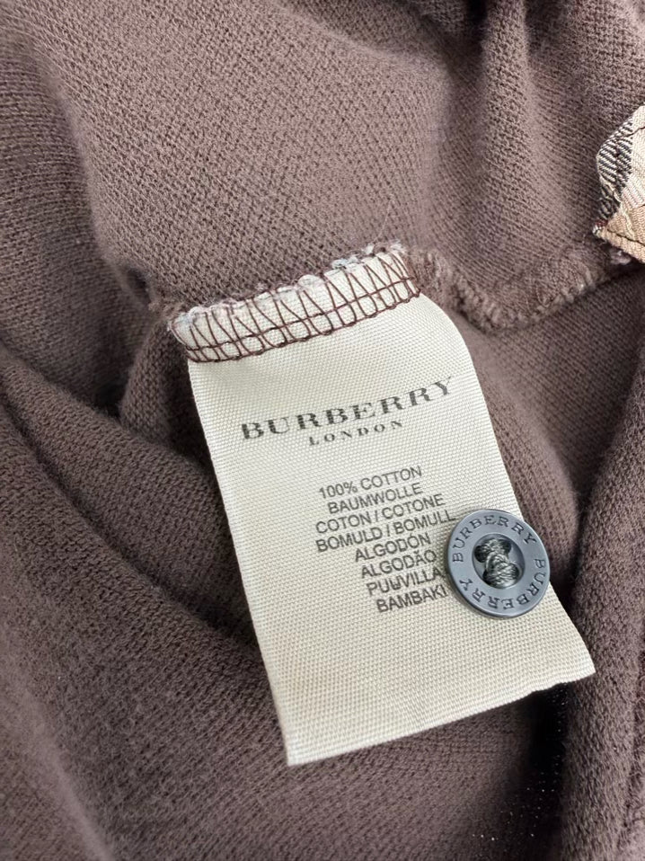 BURBERRY LONDON Nova Check Accent Size Men's L Brown Short Sleeve Shirt