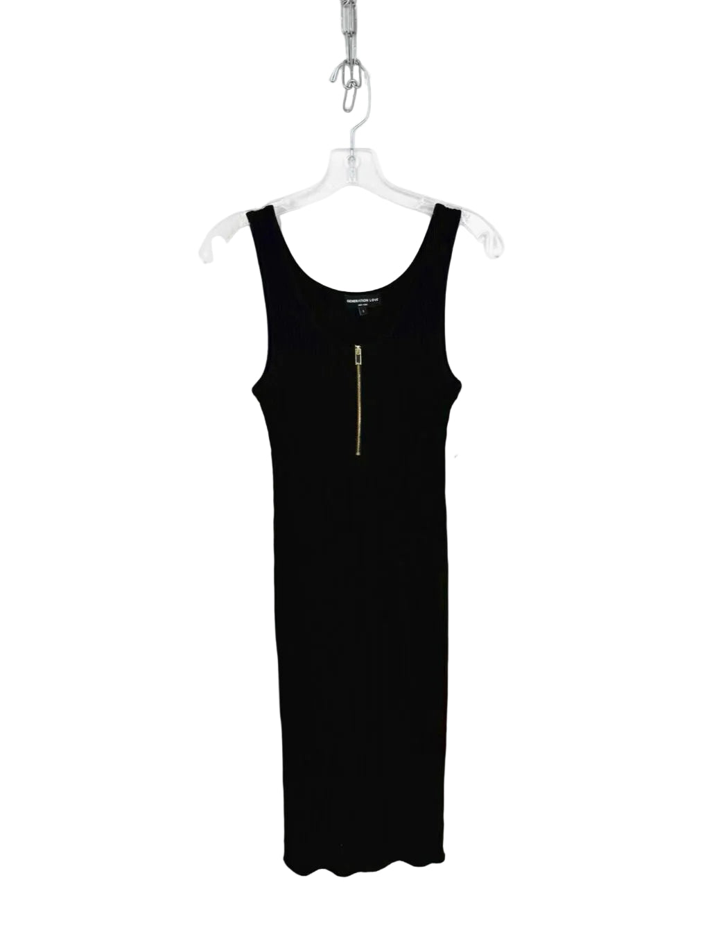 GENERATION LOVE Size Wmn's S Black Ribbed Sleeveless Midi-Dress