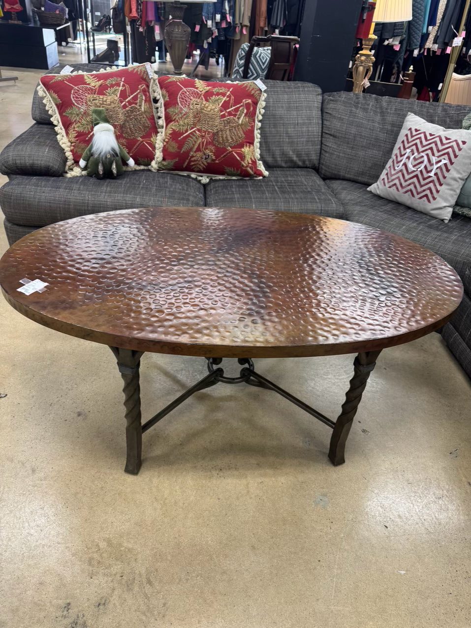 Copper Look Oval Dented Coffee Table