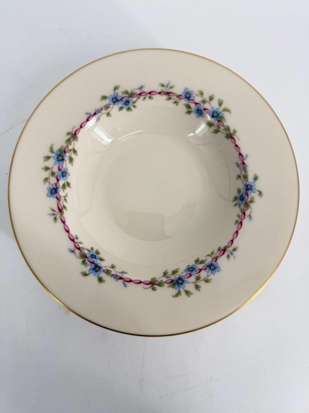 LENOX White, Pink & Blue China Belvidere 6 Piece Dinnerware Setting For 8