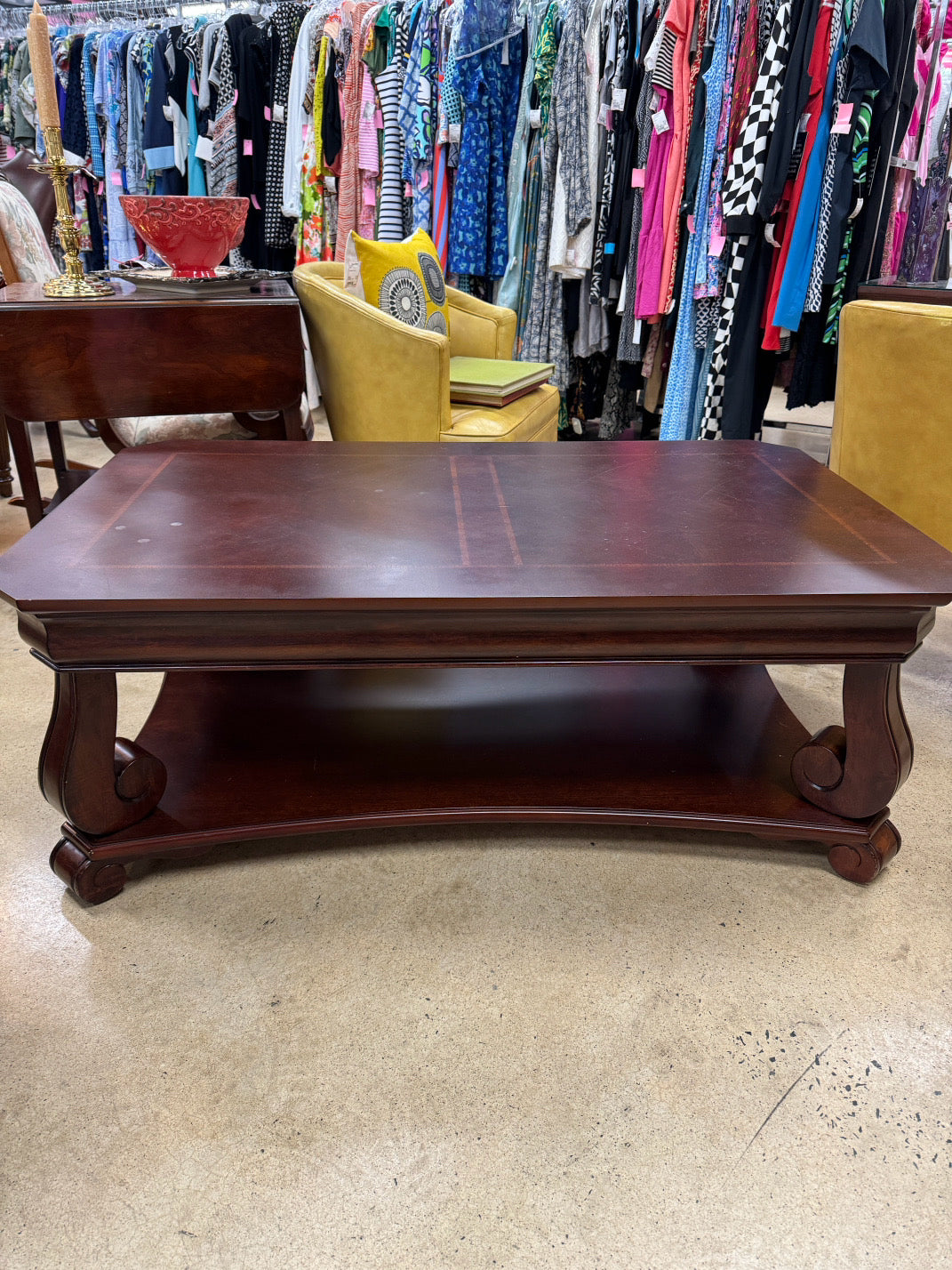Wood Coffee Table w/ Inlay Design
