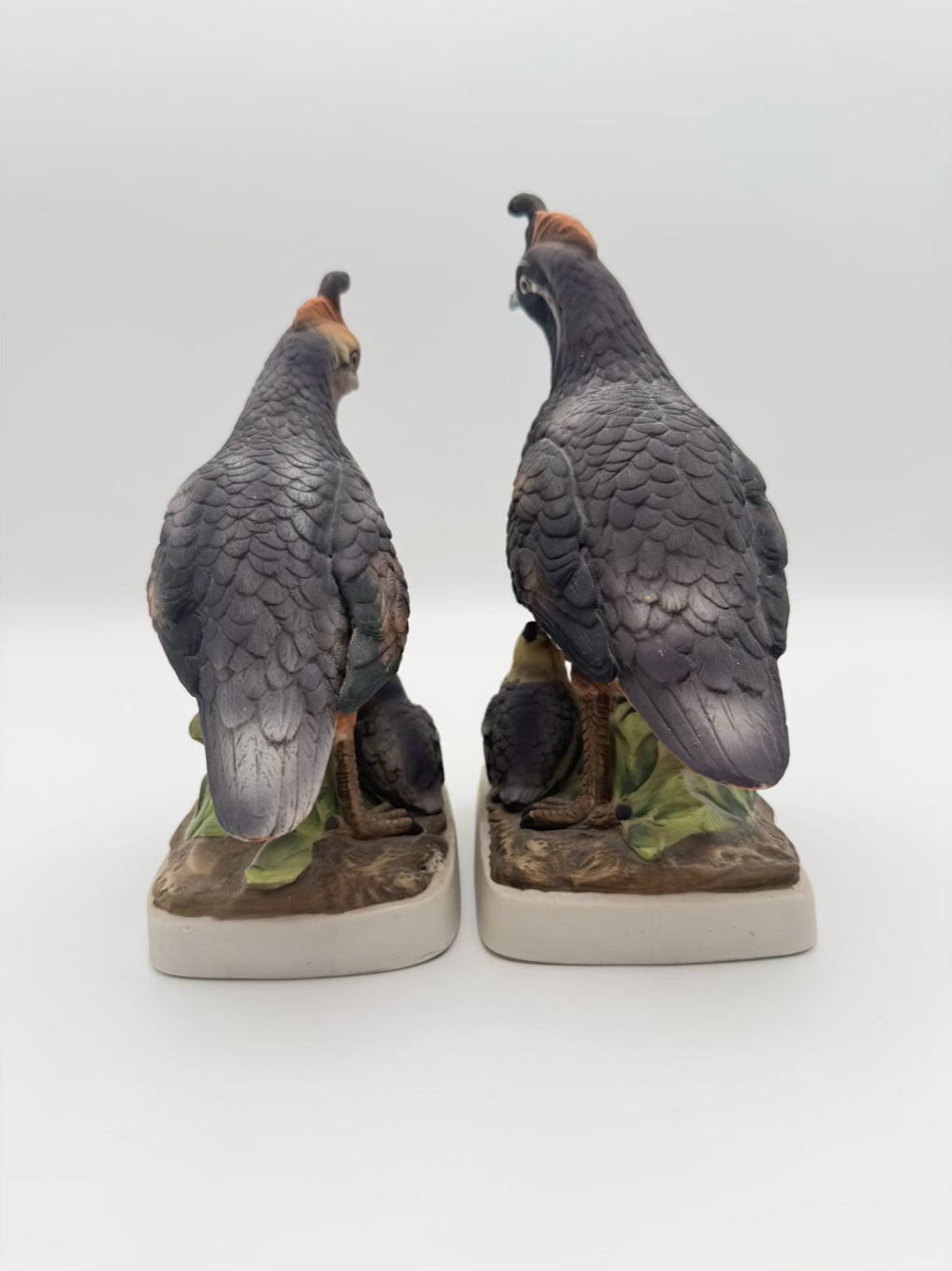 Gray/Green/Brown Porcelain California Quail Figurine
