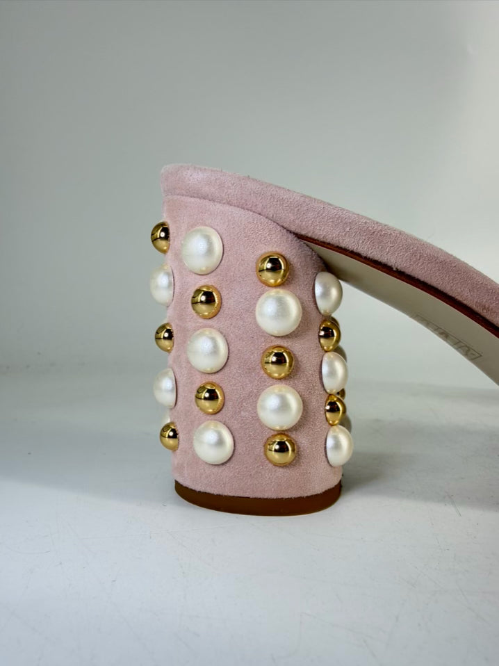 TARA GRINNA Size Wmns 39.5 Blush Pearl Detail Heels
