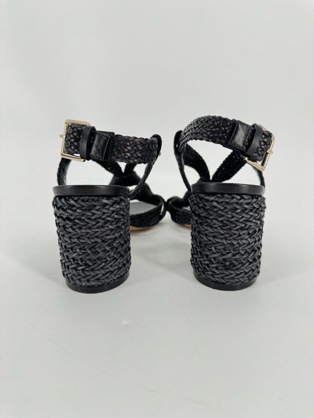 CASADEI Size 37 Black Leather Braided Ushuaia Sandals