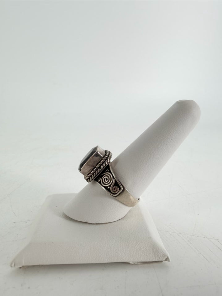 STERLING SILVER Black Square Ring