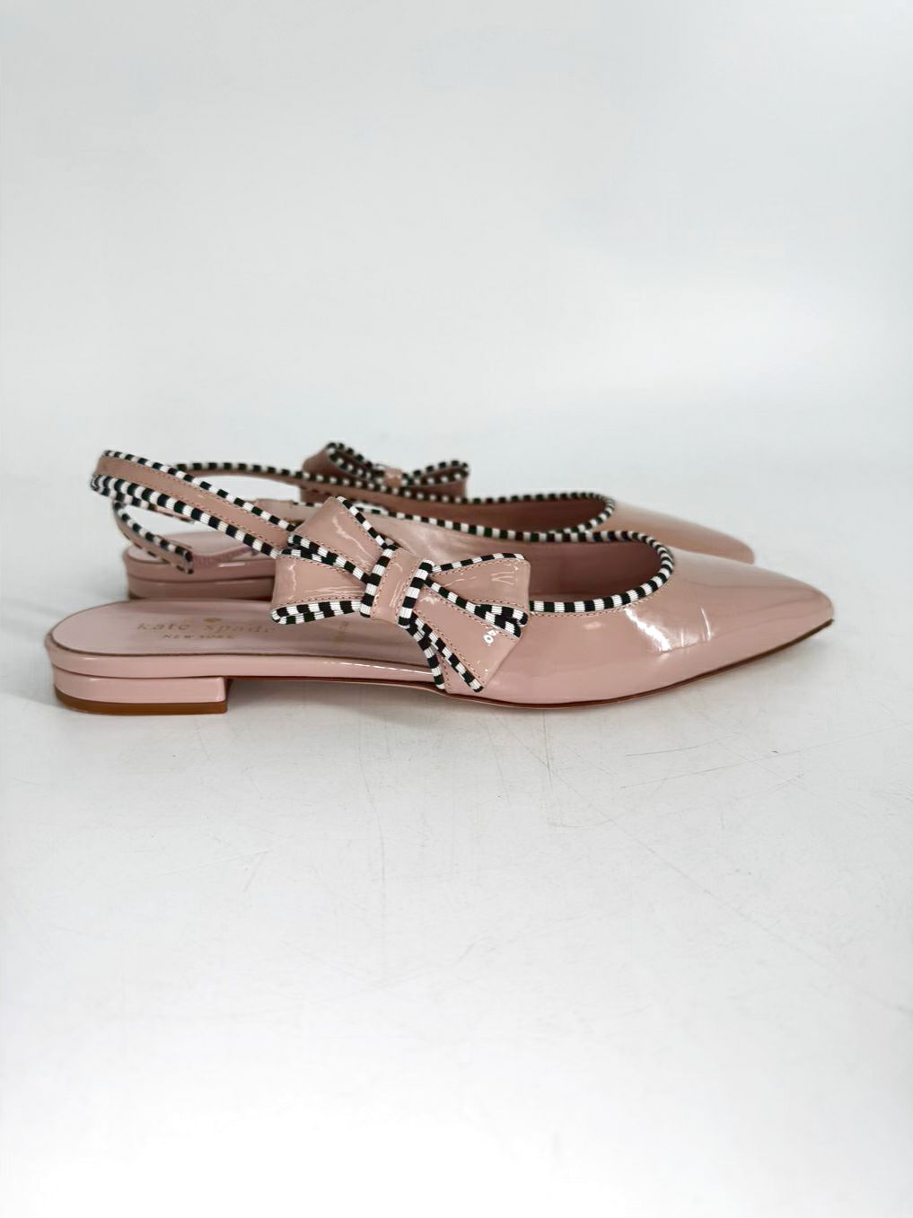 KATE SPADE Women's Size 7.5 Cream & Black Bow Detail Flats