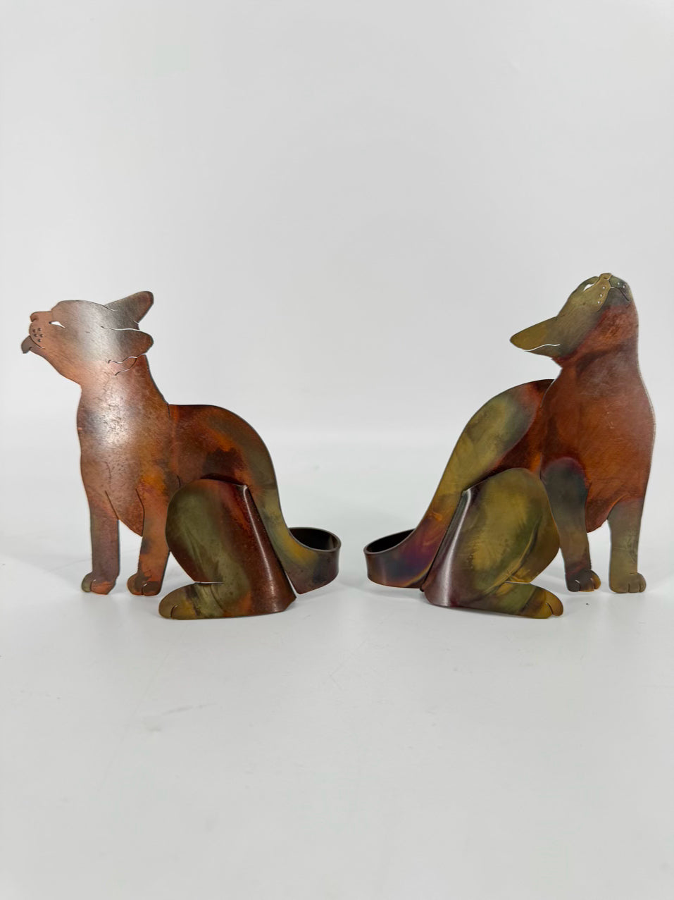 Signed Copper Lasercut Pair of Cats