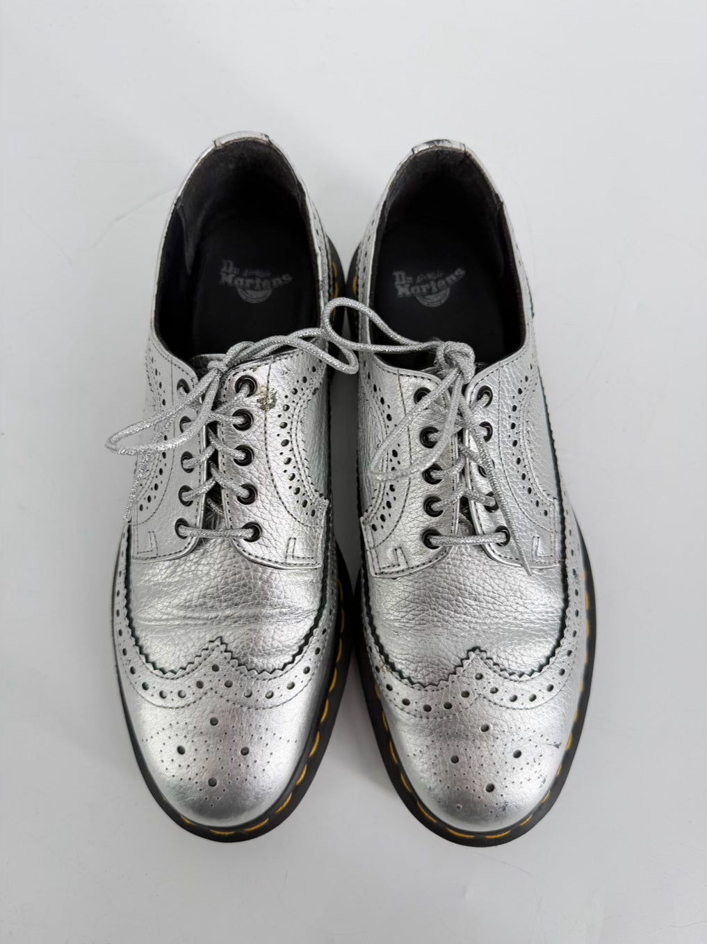 DR MARTENS Size 42 Silver Leather Casual Shoes