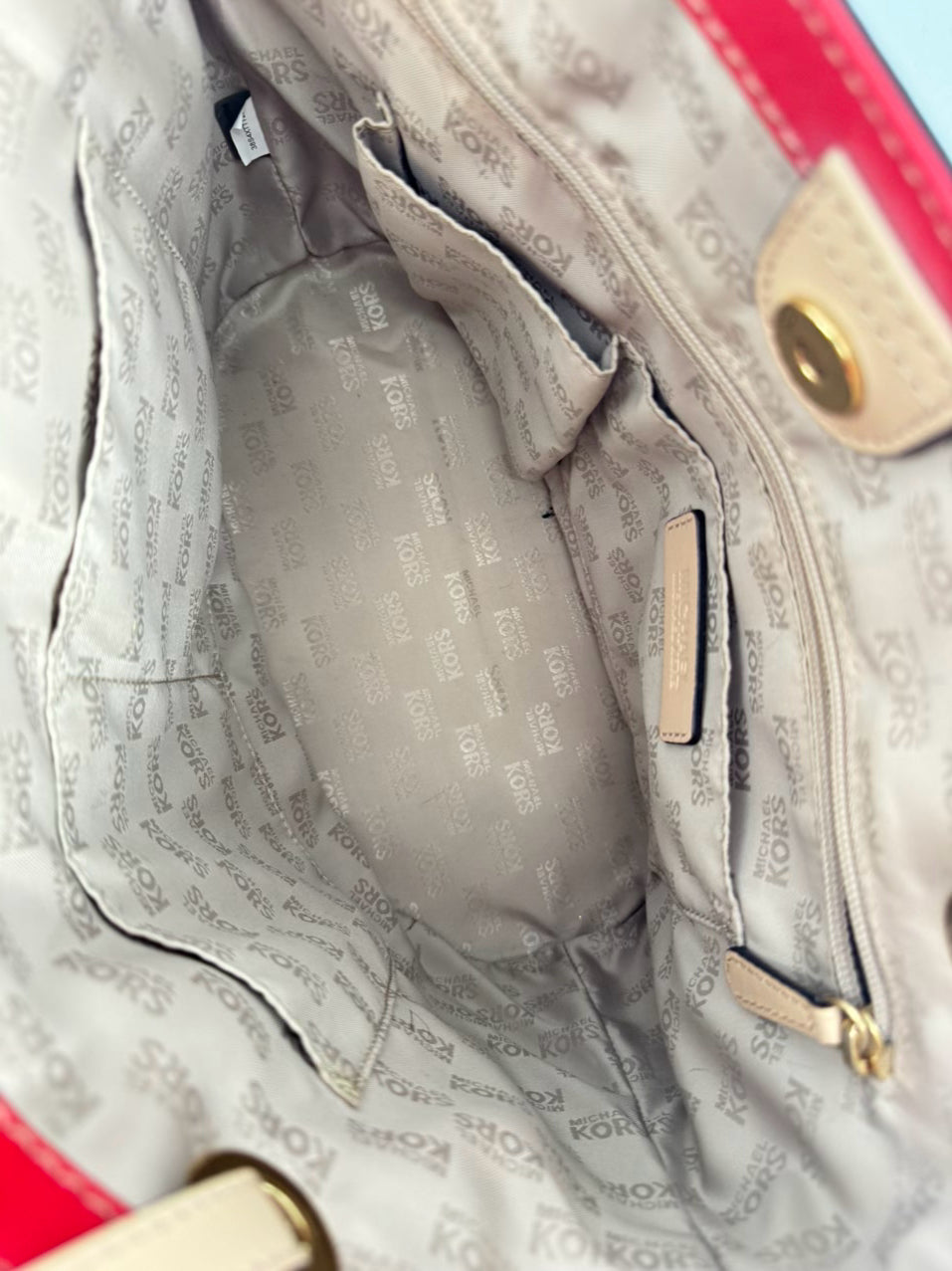 MICHAEL KORS Red & Tan Leather Purse