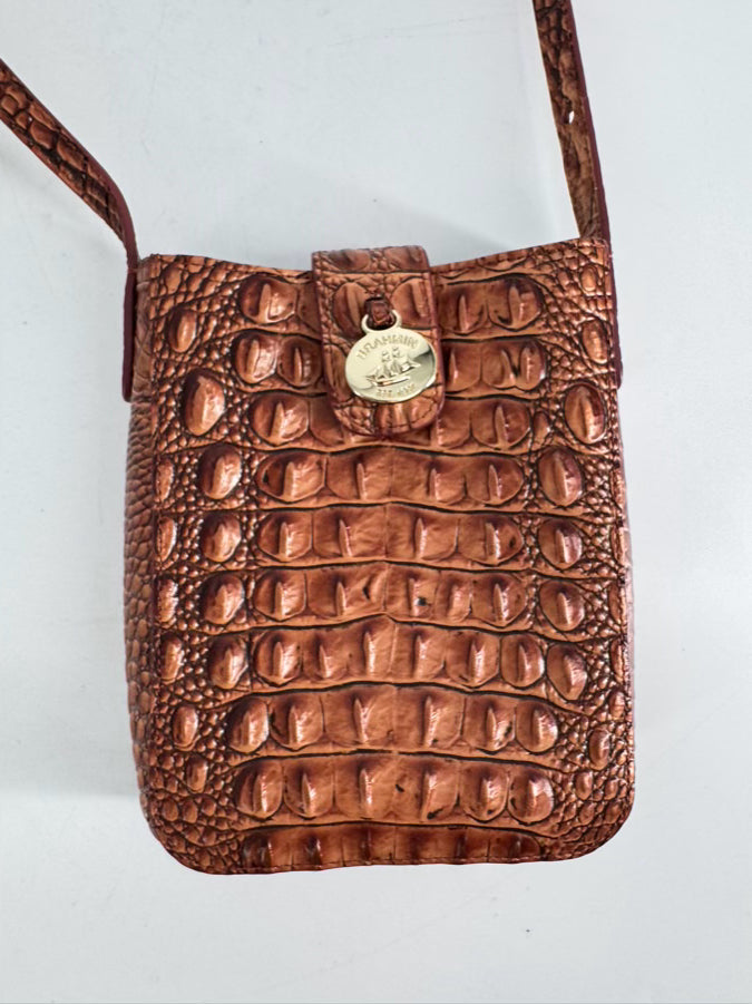 BRAHMIN Copper Embossed Leather Crossbody Bag