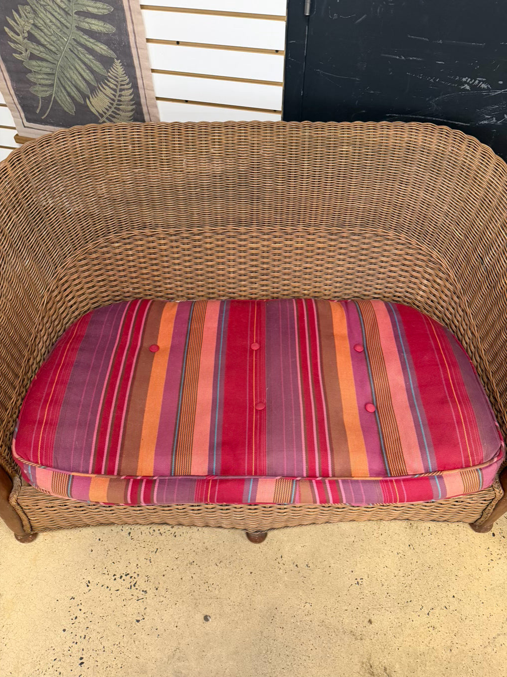 VINTAGE Natural Wicker Outdoor Patio Set w/ Cushions