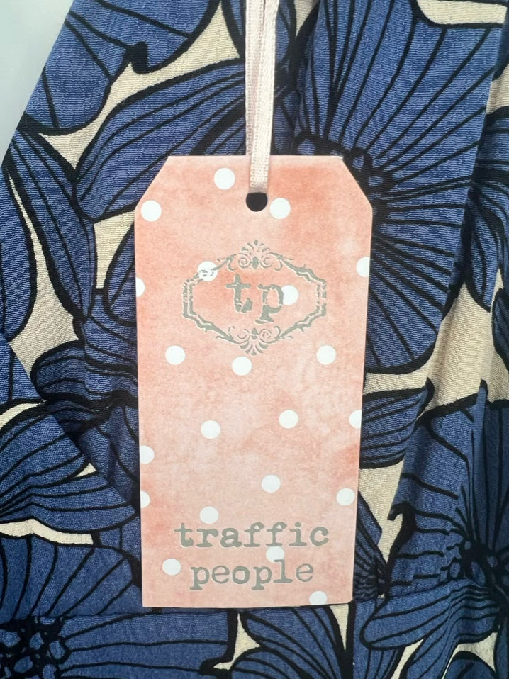 TRAFFIC PEOPLE Size M Dark Blue Floral Sleeveless Dress