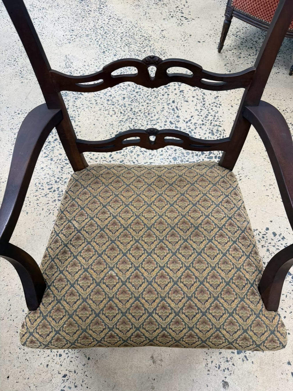 VINTAGE Wood Dining Set Of Table & 6 Ribbon Back Chairs w/ Leaves