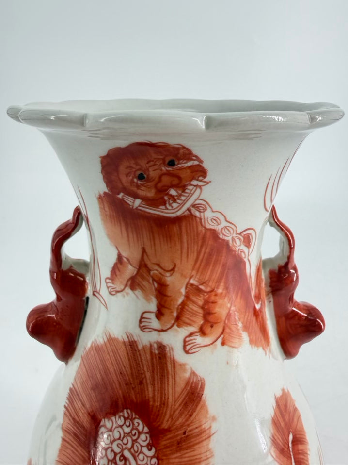 VINTAGE Rust & White Porcelain Vase
