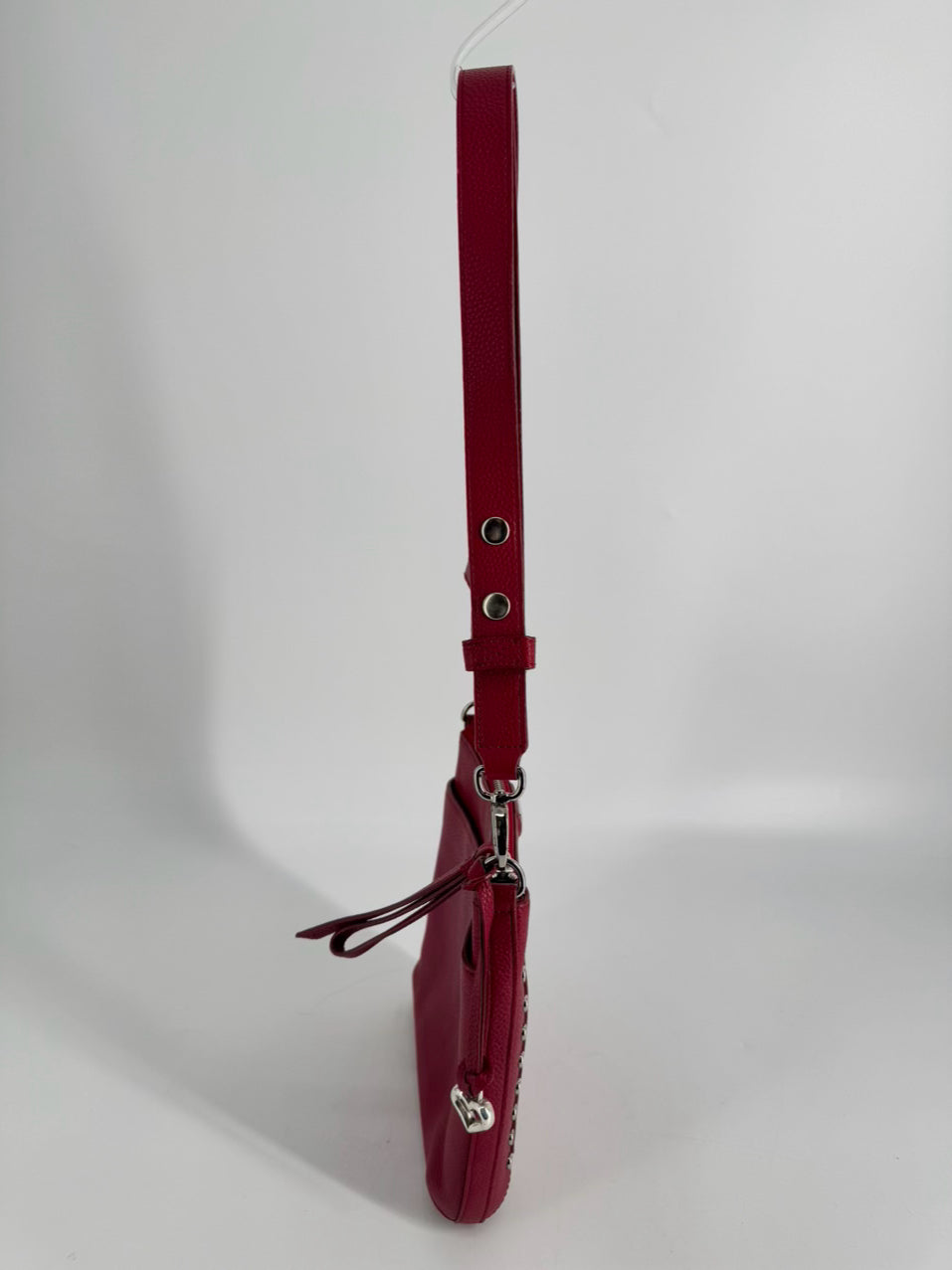 BRIGHTON Red & Silver Leather Crossbody Bag