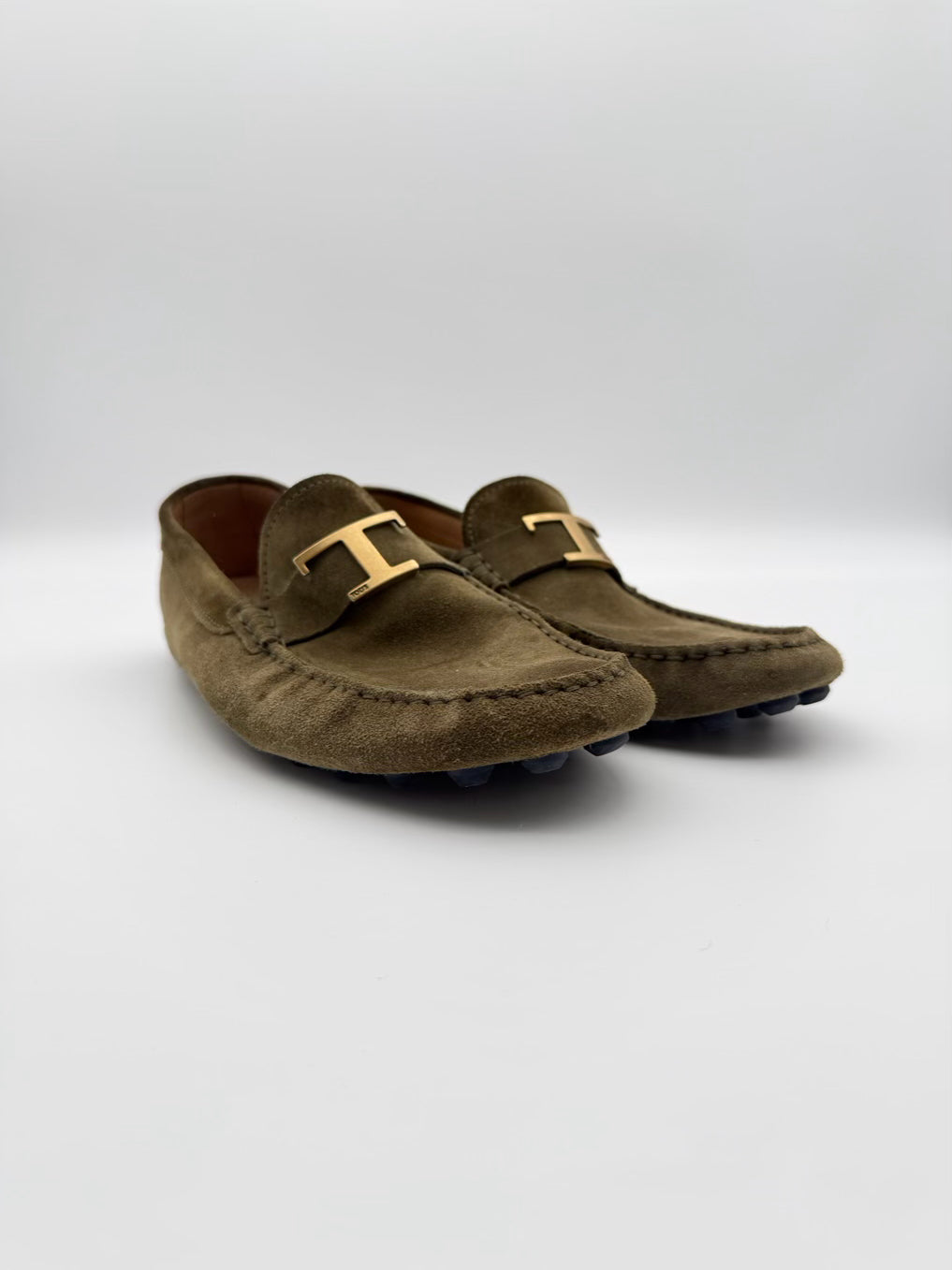 TODS MENS Size 9 Olive Gommino Suede Leather Loafers