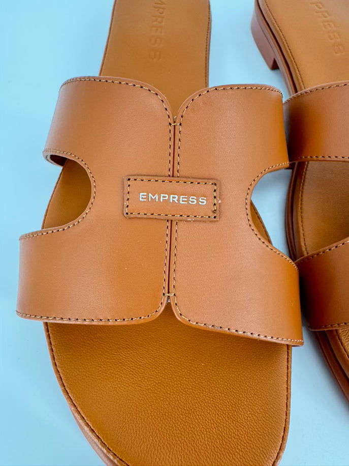 EMPRESS Size 43 Cognac Leather Sandals