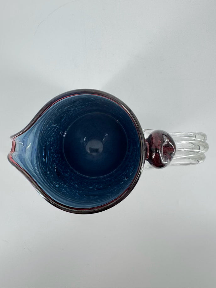 Blue & Yellow Blown Glass Stary Night Pitcher