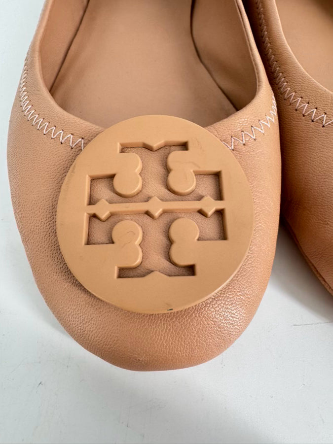 TORY BURCH Size 8 Nude Leather Flats
