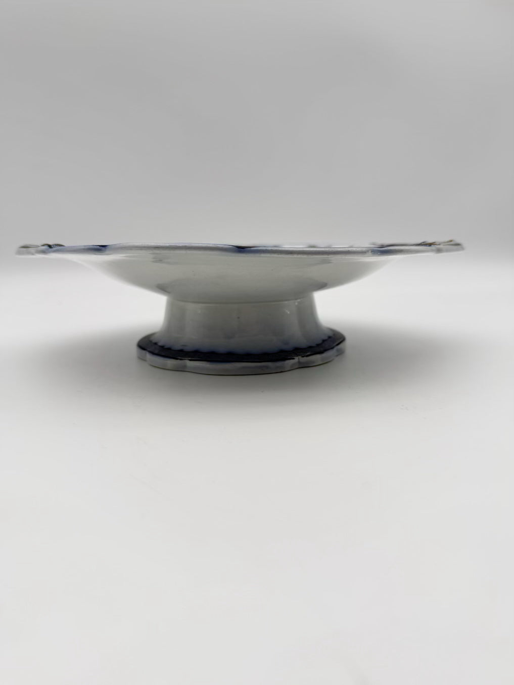 Blue, White & Pink Porcelain Floral Decorative Footed Plate