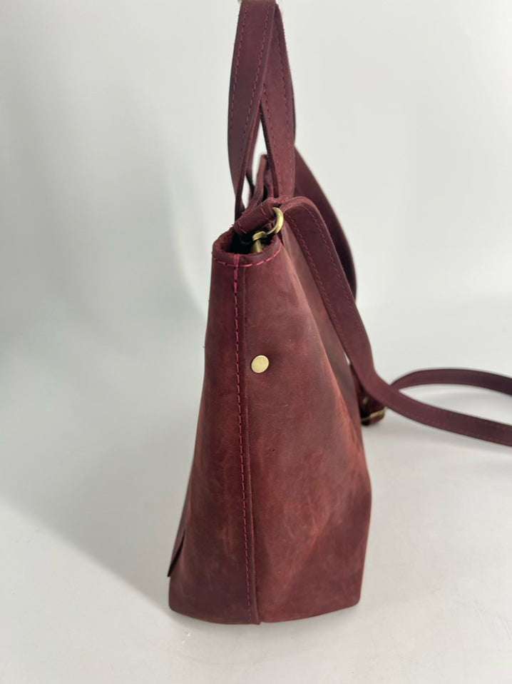 PORTLAND LEATHER CO. Oxblood Leather Tote Bag W/ Wallet