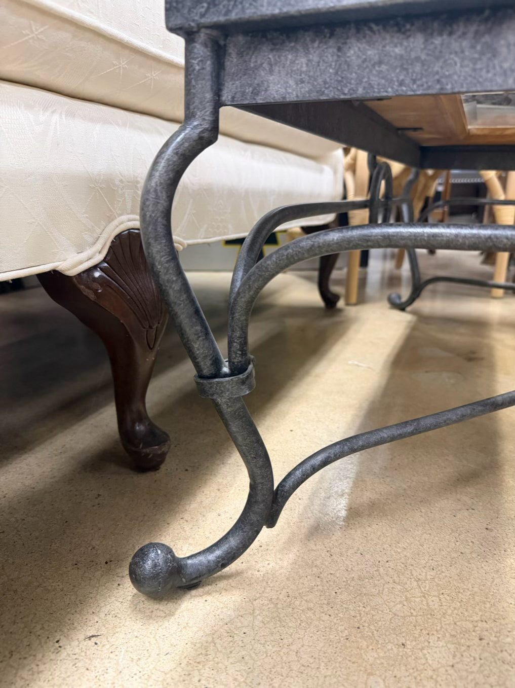 VINTAGE Metal, Glass & Wood Coffee Table