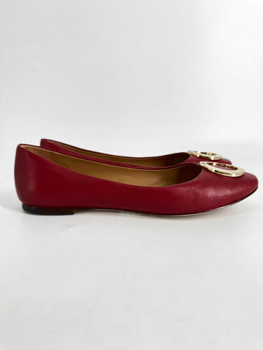 TORY BURCH Size 8.5 Cherry Red Leather Flats