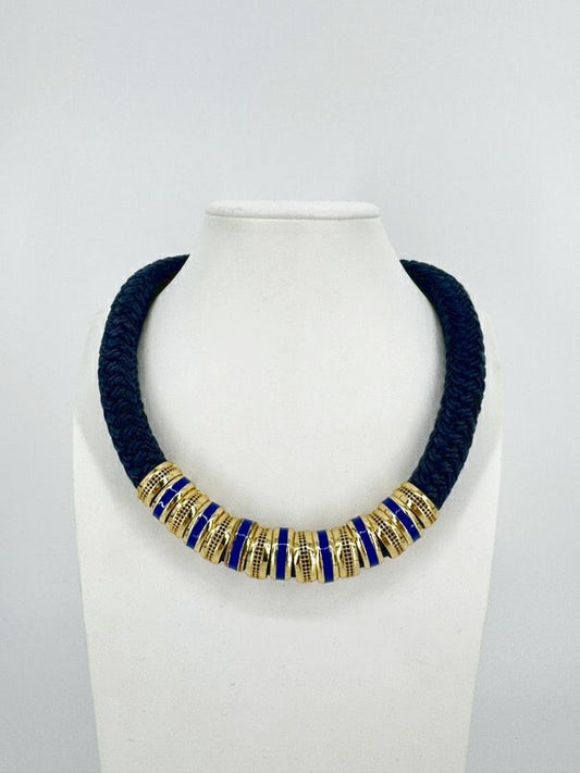 HOLST & LEE Blue & Gold Paracord Necklace w/ Magnet Clasp