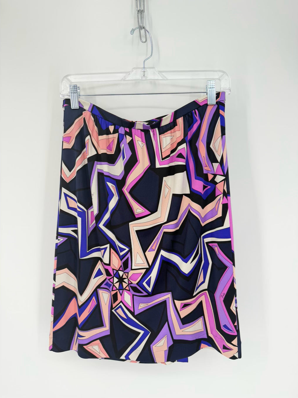 EMILIO PUCCI Size 10 Violet & Navy Silk Skirt