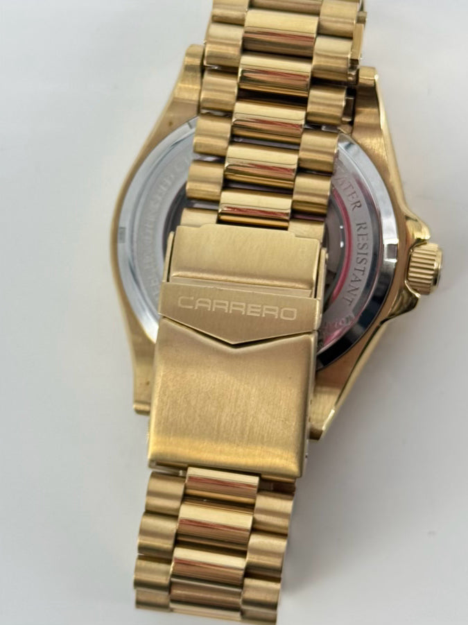 TORINO CARRERO Gold Tone Stainless Steel Mother Of Pearl Catania Automatic Watch