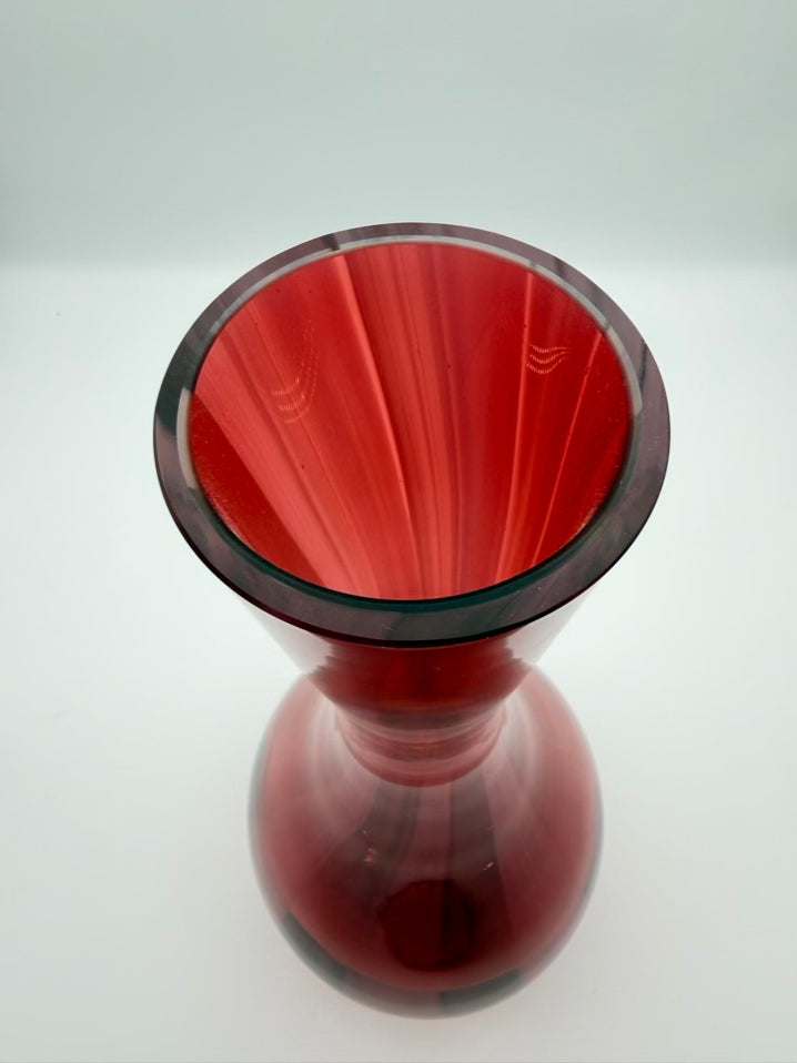 SIGNED Rose Glass Handblown Fusion Vase