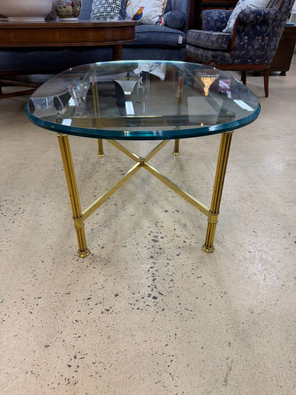 Brass & Glass Oval Coffee Table
