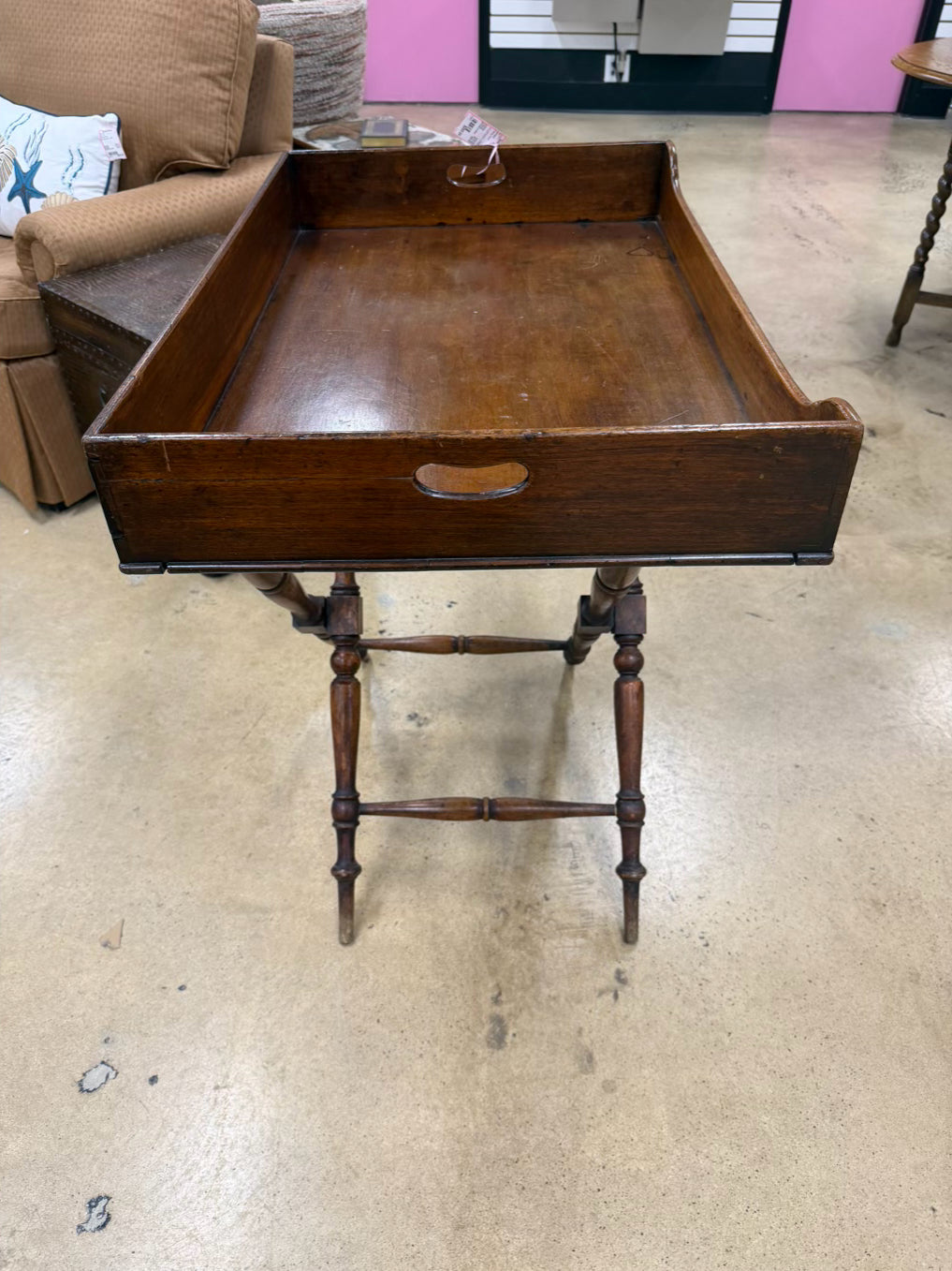 ANTIQUE Wood Folding Bar 2 Piece Table