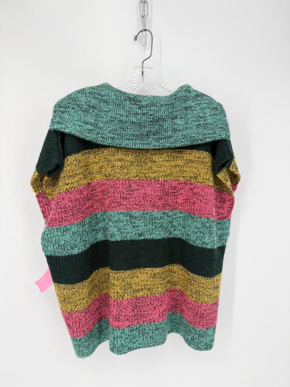 ANTHROPOLOGIE Size O/S Teal & Green Knit Quarter Zip Poncho