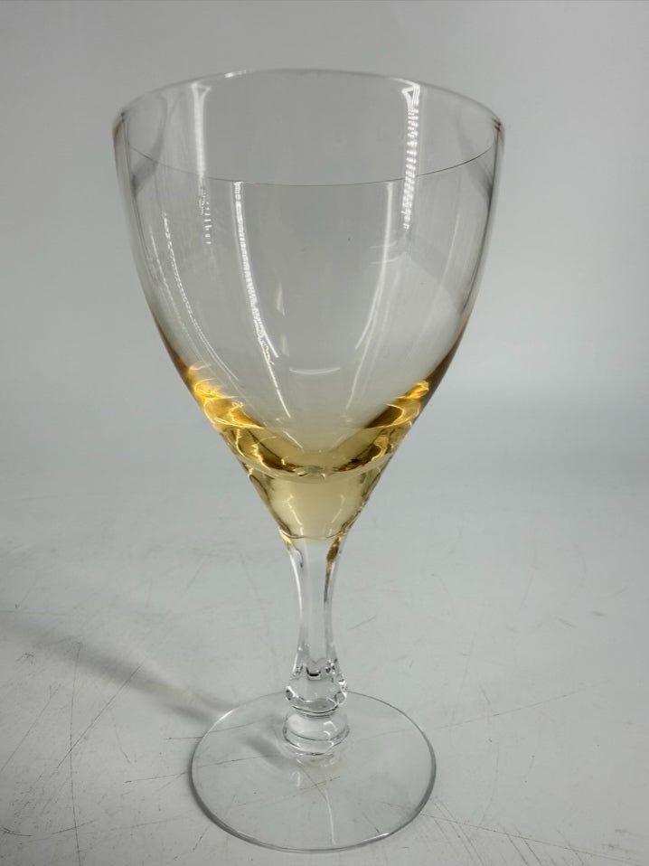 VINTAGE FOSTORIA Crystal Vogue Gold Tint Set of 8 Sherry Glasses