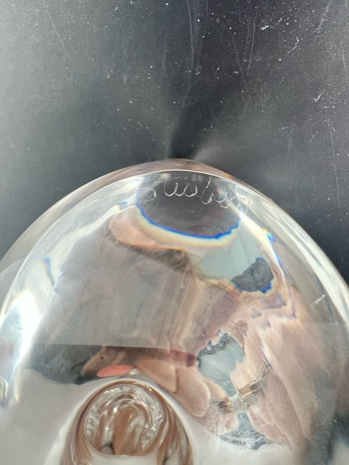 STUBEN Clear Crystal Preening Goose & Gander Figurines