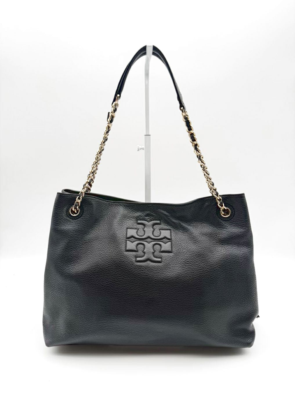 TORY BURCH Black Leather Monogram Purse