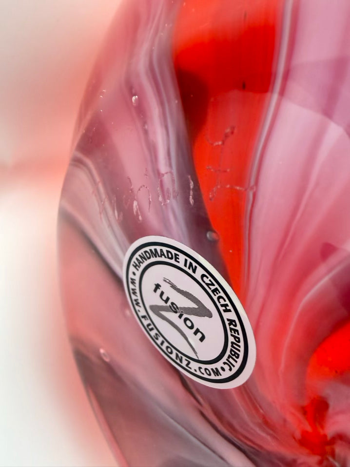 SIGNED Rose Glass Handblown Fusion Vase
