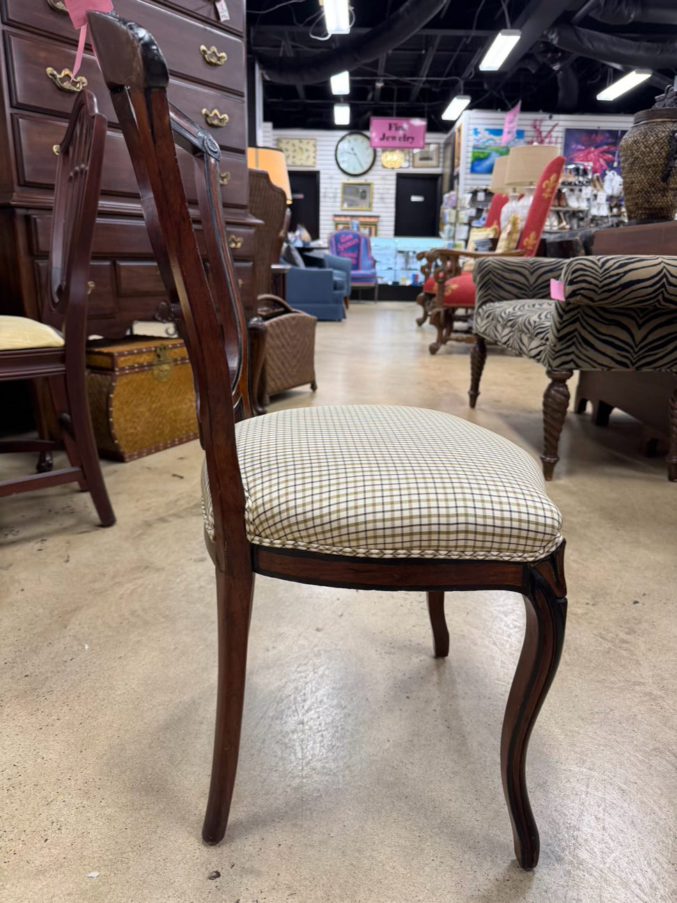 Carved Wood Victorian Pair of Small Side Chairs