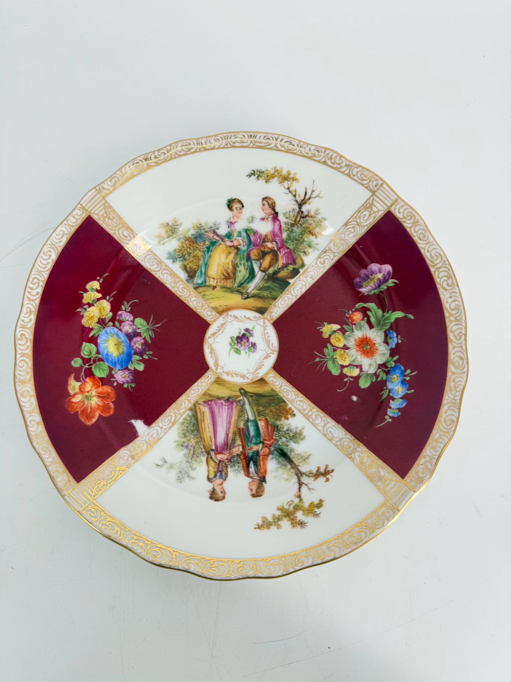 DRESDEN Multi Colored Porcelain Set Of 11 Plates w/ Flower Design