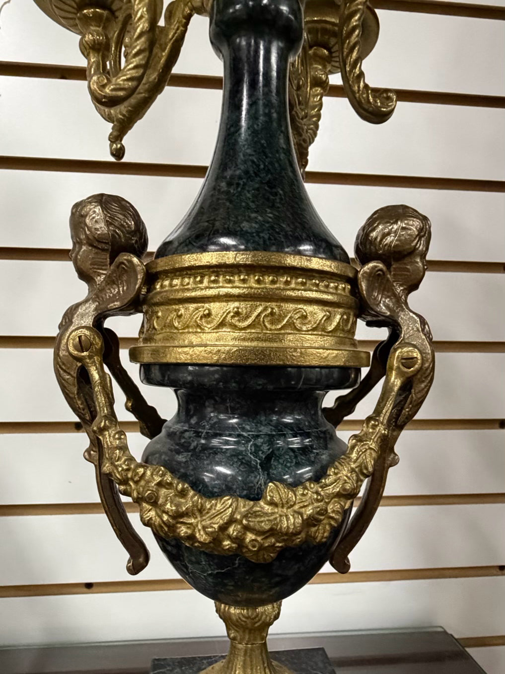 ITALIAN Brass & Marble 3 Piece Clock & Candelabra