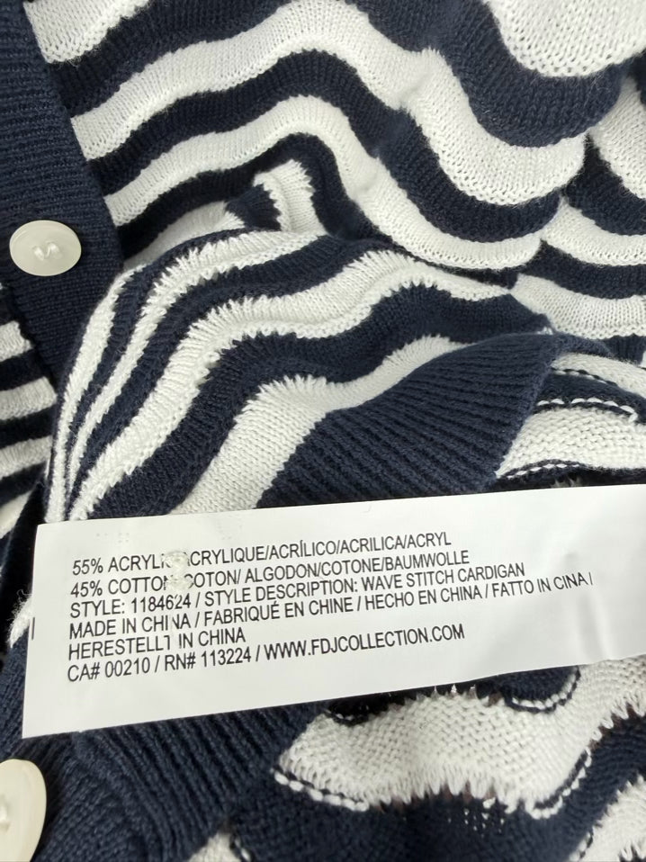 FDJ Size L Navy & Cream Cardigan NWT