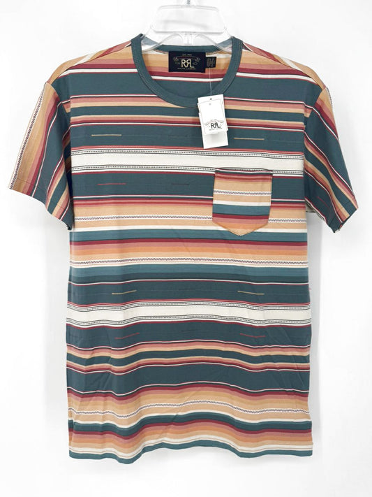 DOUBLE RL & CO Size S Teal & Orange Stripe T-shirt NWT