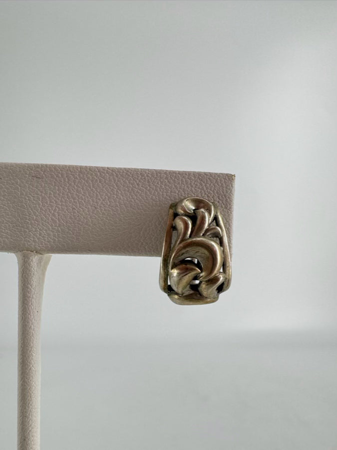 CHARLES KRYPELL STERLING SILVER Swirl Hoop Lever Back Earrings